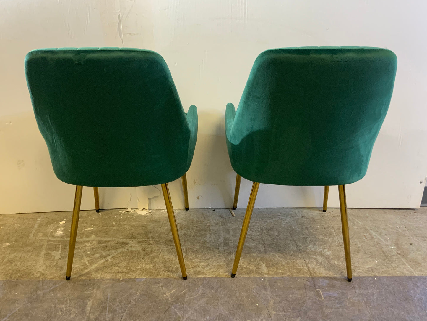 New Pair Green Velvet Dining Accent Chairs