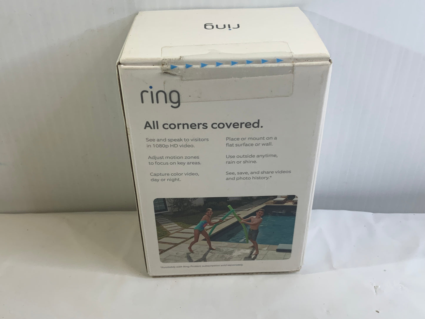 New Ring Stick Up Cam Plug-In HD Security Camera with Two-Way Talk - White