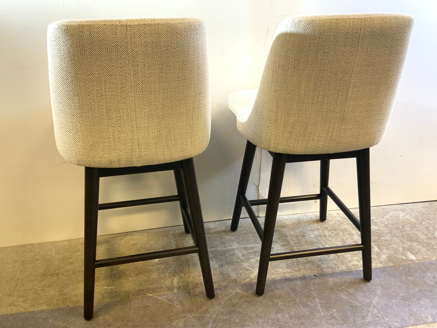 New Upholstered Counter Height Swivel Barstool with Back - Set of 2- Ivory White-Fabric