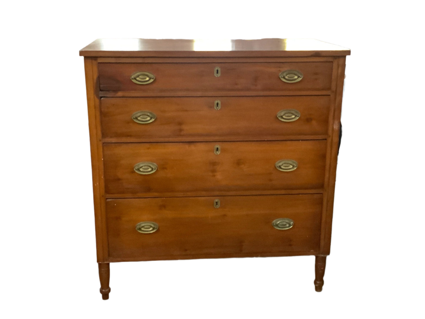 19th Century Antique 4 Drawer Chest With Brass Pulls