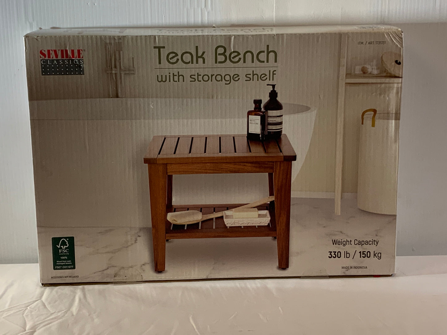 New Seville Teak Bench With Storage Shelf