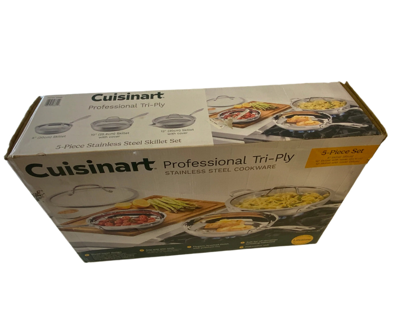 New Cuisinart professional tri-ply  5 piece stainless steel skillet set