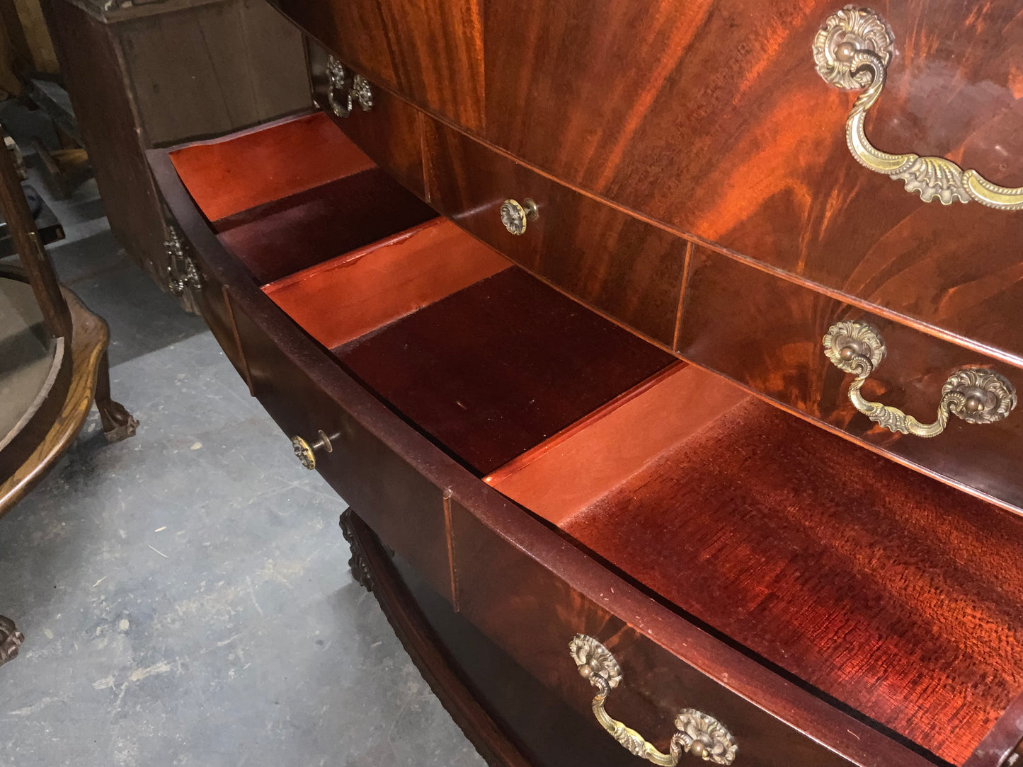 Vintage Chippendale Ball n Claw Foot Mahogany Tall Chest on Chest of 6 Drawers