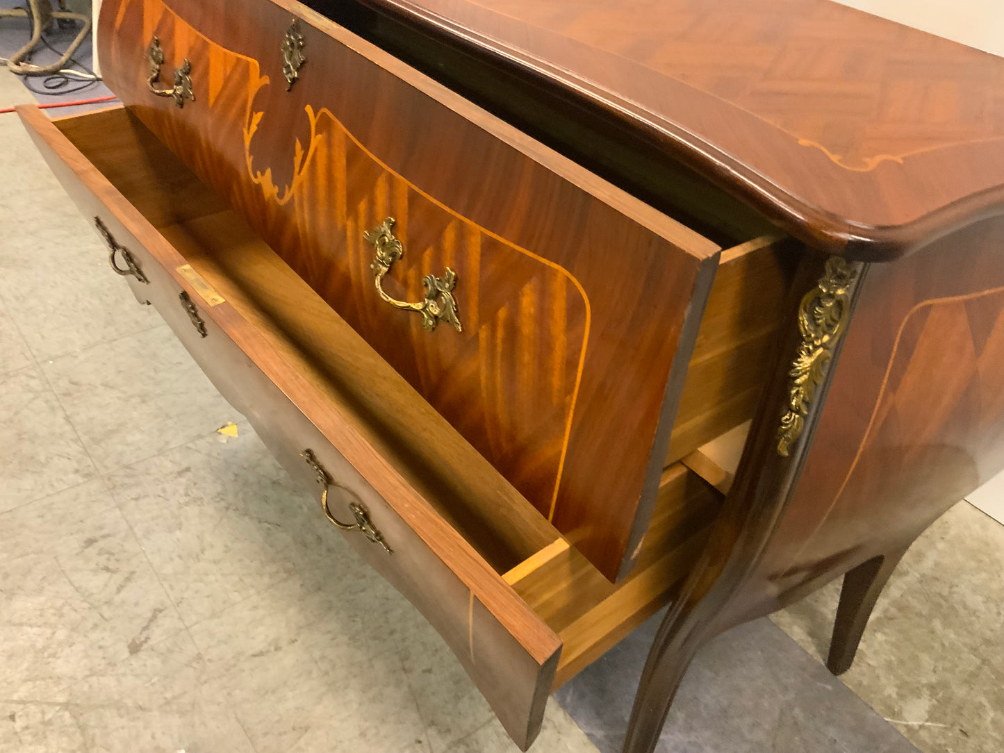 Vintage Mahogany Inlay Bombay 2 Drawer Low Chest