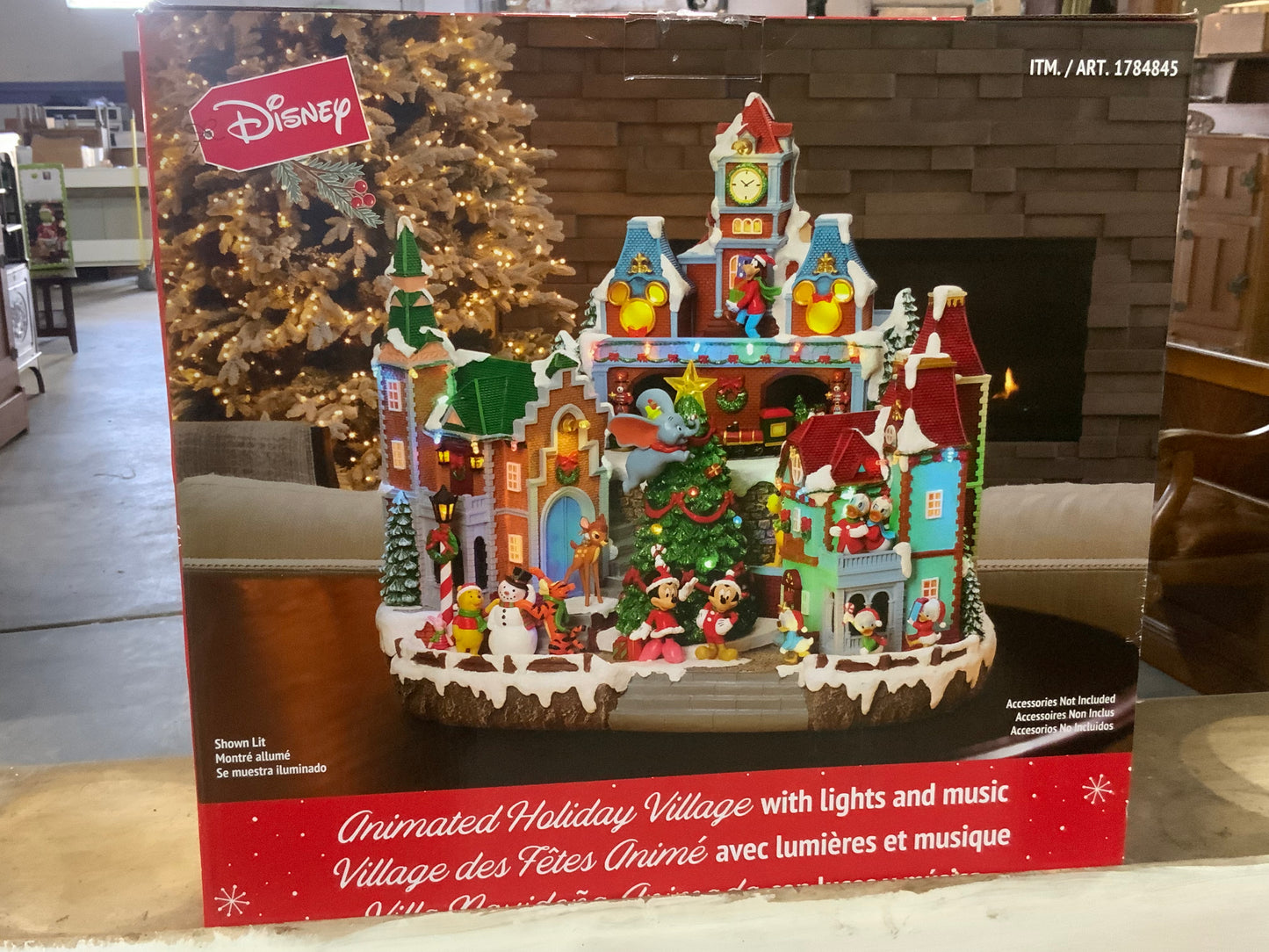 New Disney Animated Christmas Holiday Village with Lights and Music