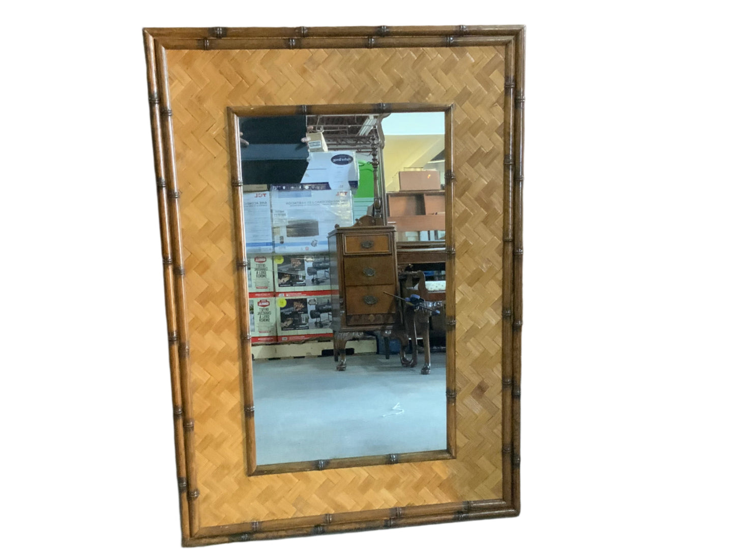 USED Taiwan Made Bamboo Style Framed Wall Mirror