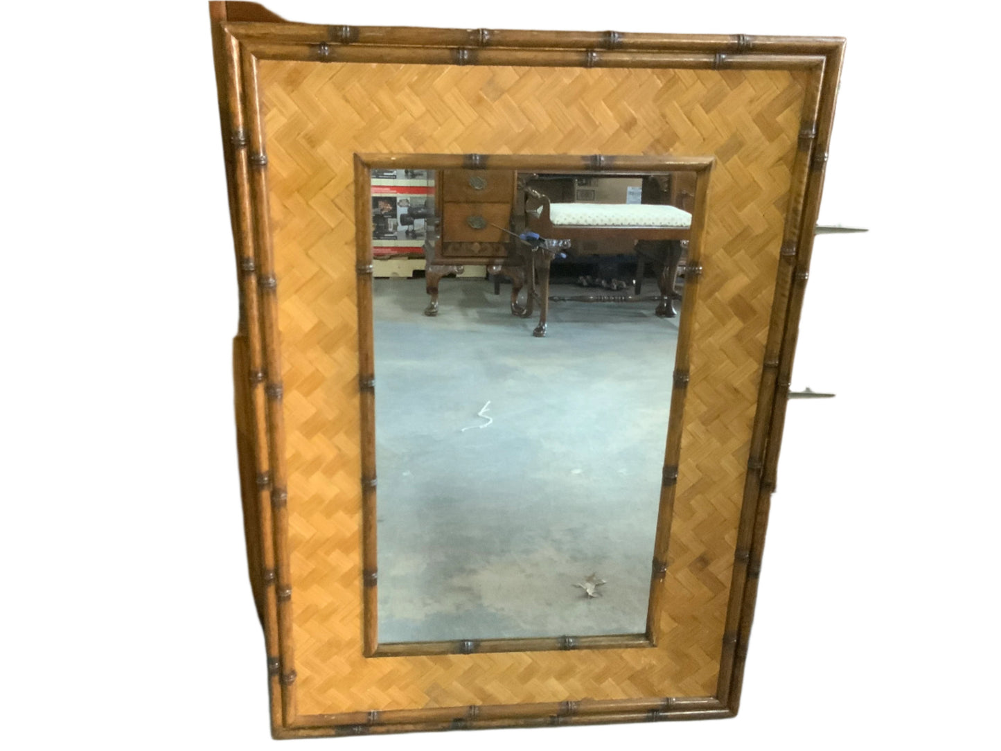 USED Taiwan Made Bamboo Style Framed Wall Mirror