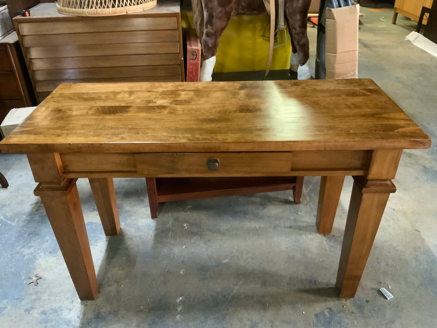 Vintage One Drawer Pine Wood Bench