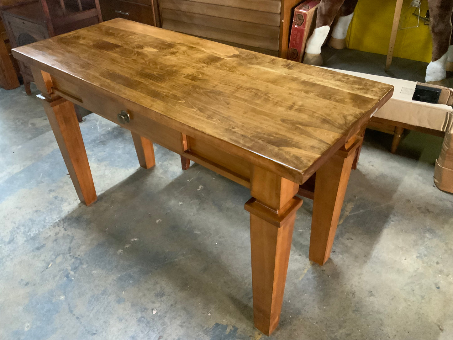 Vintage One Drawer Pine Wood Bench