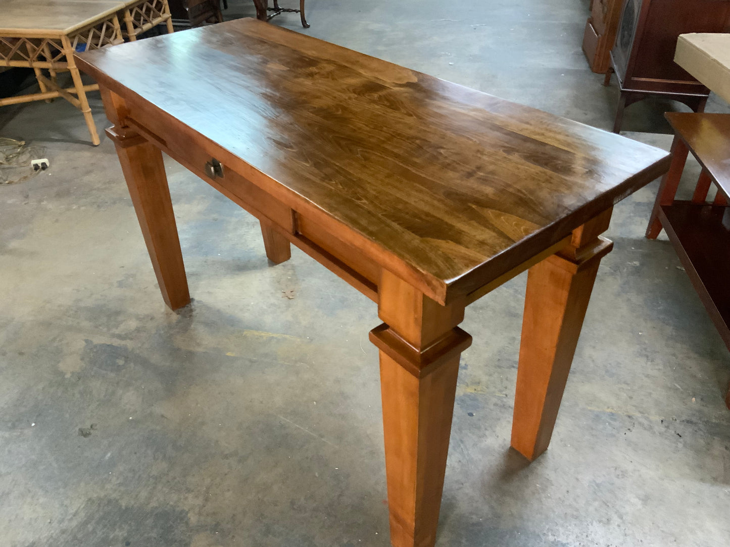 Vintage One Drawer Pine Wood Bench