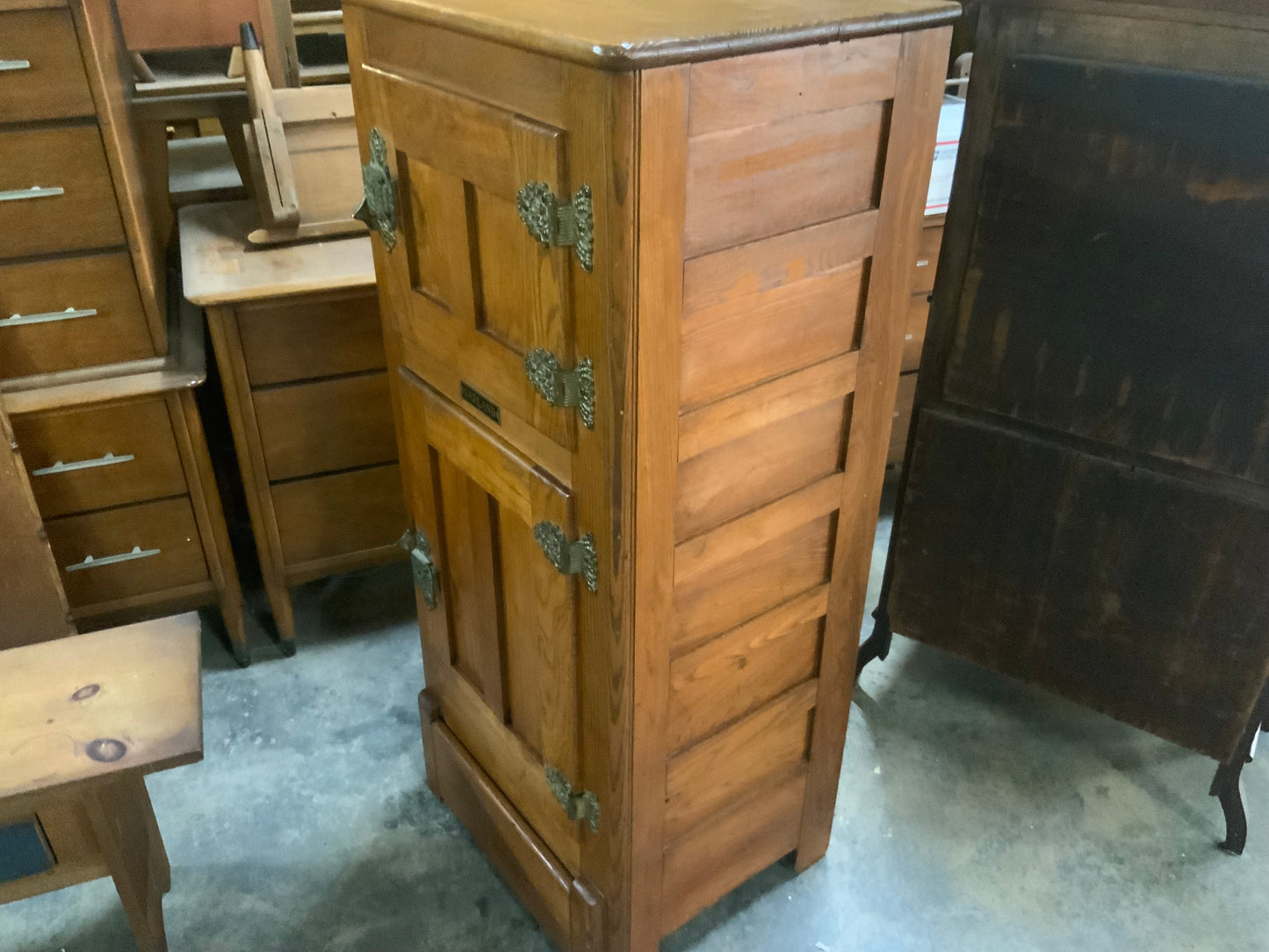 Antique Two Door Garland Oak Ice Box