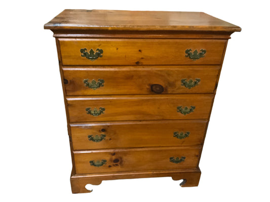 Vintage Pine Five Drawer Chest of Drawers