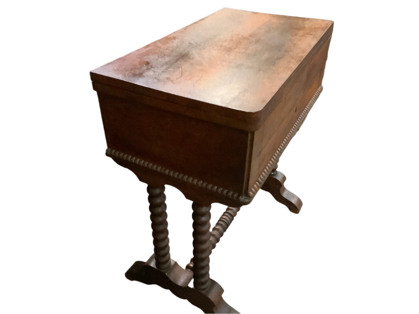 Antique Turn Leg One Drawer Foyer Game Table