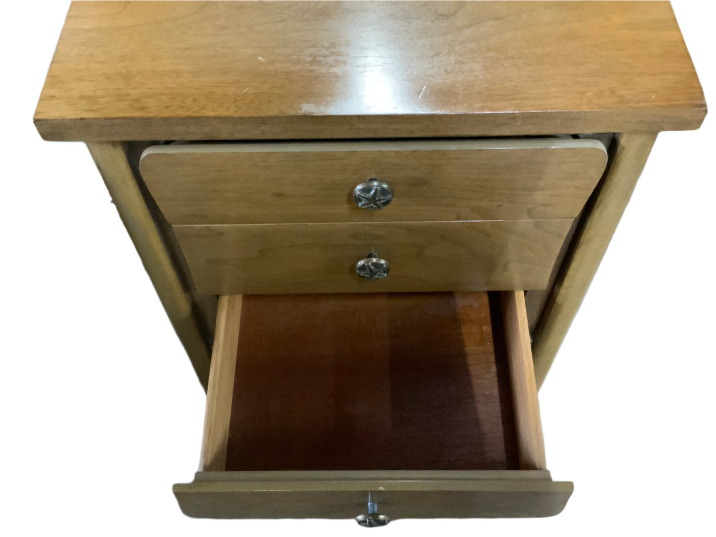 United Furniture Mid Century Modern Three Drawer Nightstand