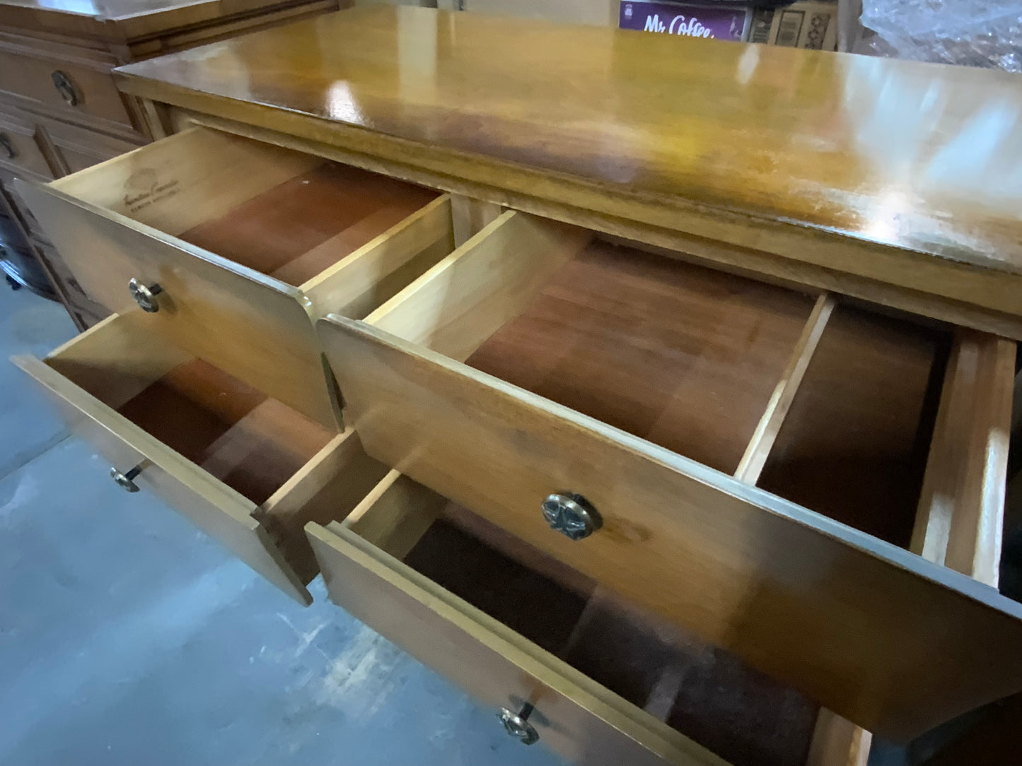 United Furniture Mid Century Modern Seven Drawer Chest on Chest of Drawers