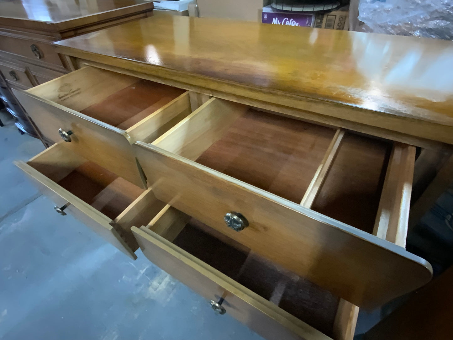 United Furniture Mid Century Modern Seven Drawer Chest on Chest of Drawers
