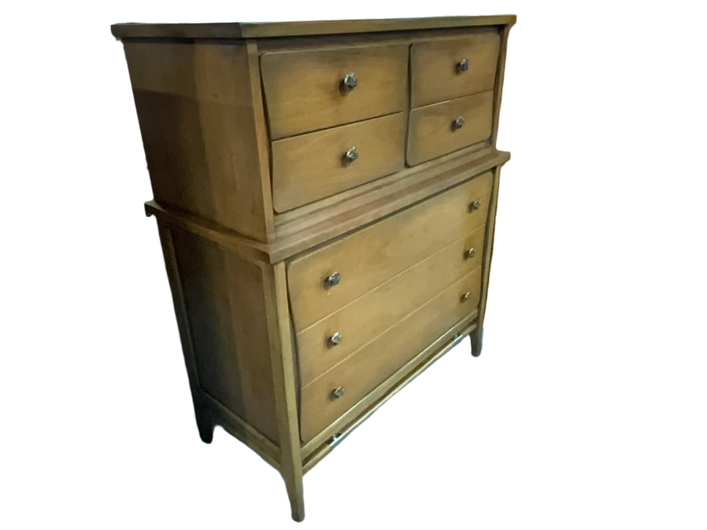 United Furniture Mid Century Modern Seven Drawer Chest on Chest of Drawers