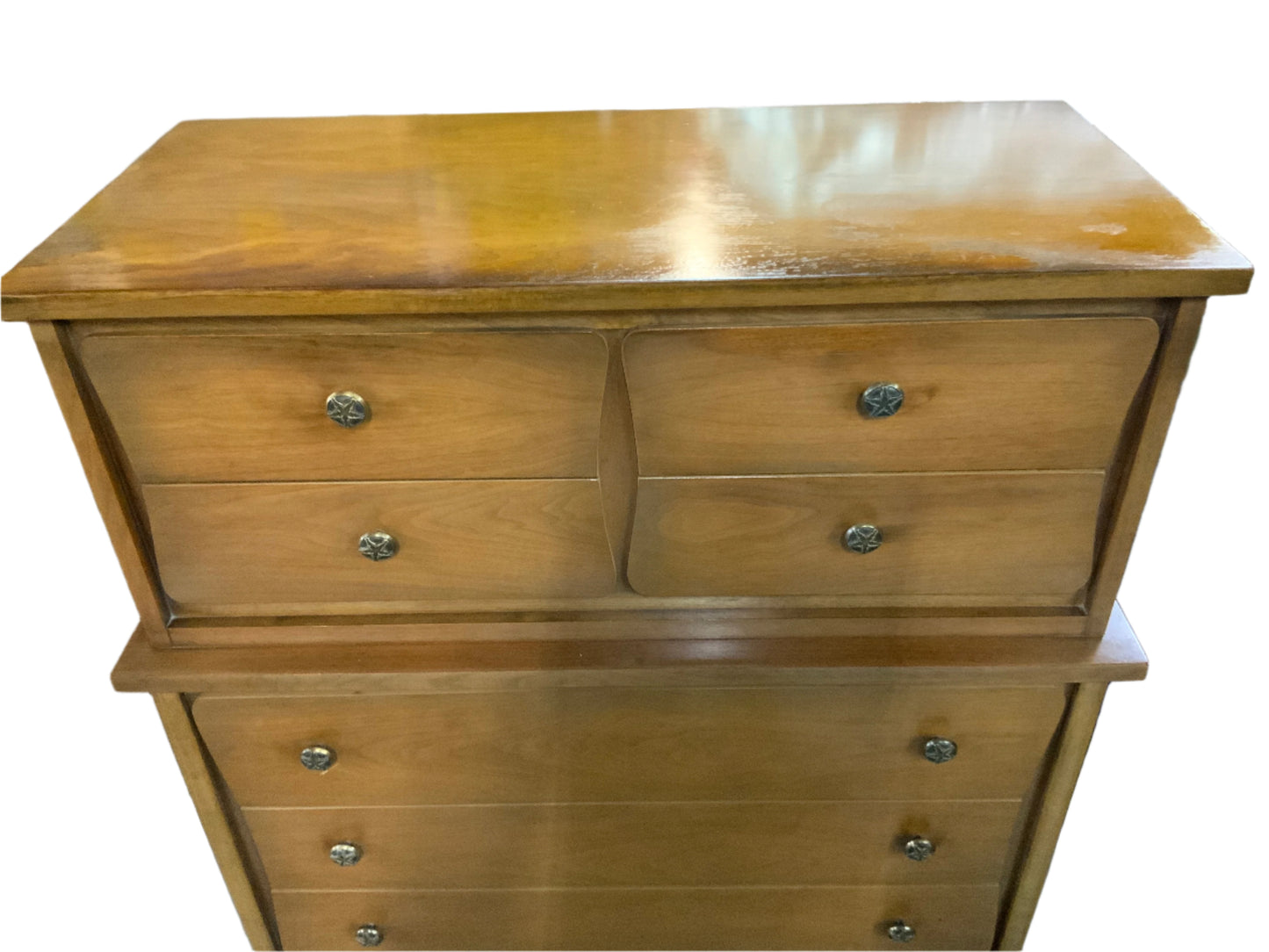 United Furniture Mid Century Modern Seven Drawer Chest on Chest of Drawers