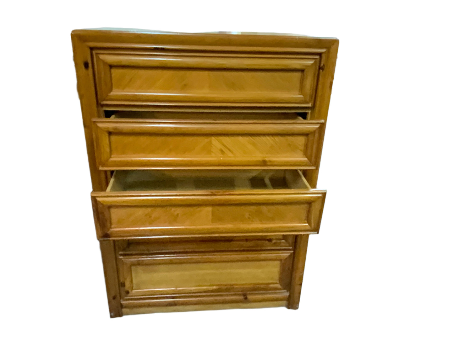 Vintage Mid Modern Oak Five Drawer Chest of Drawers
