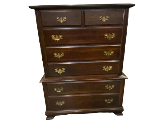 Vintage Mahogany Seven Drawer Chest on Chest of Drawers