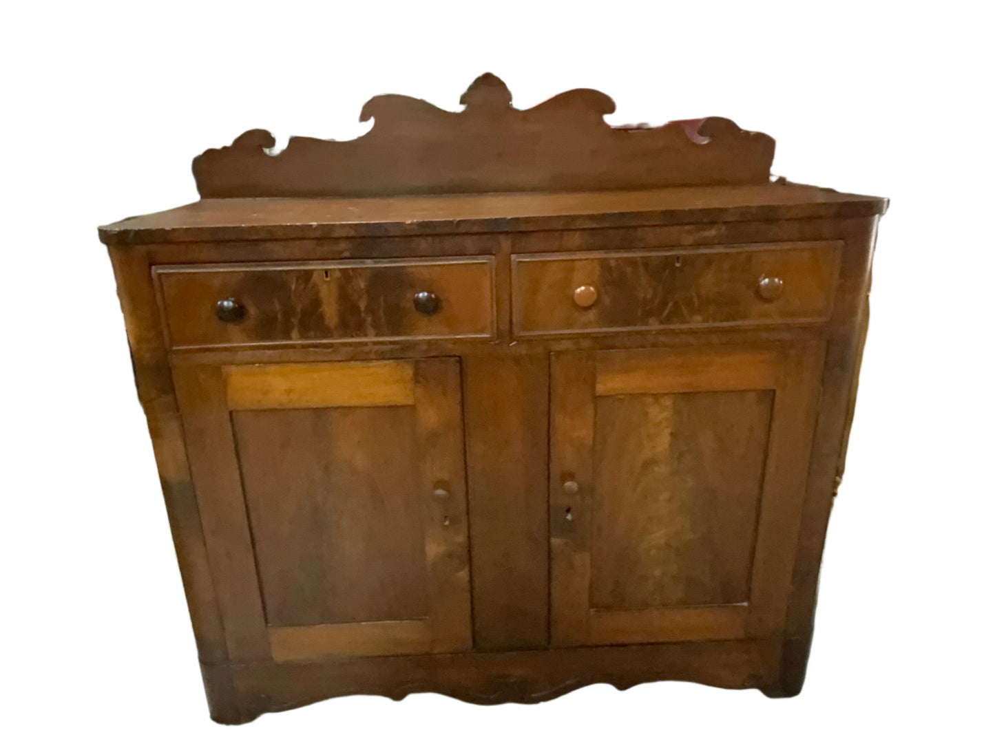 Antique Two Drawer Two Door Key Hole Victorian Cabinet Jelly Cupboard