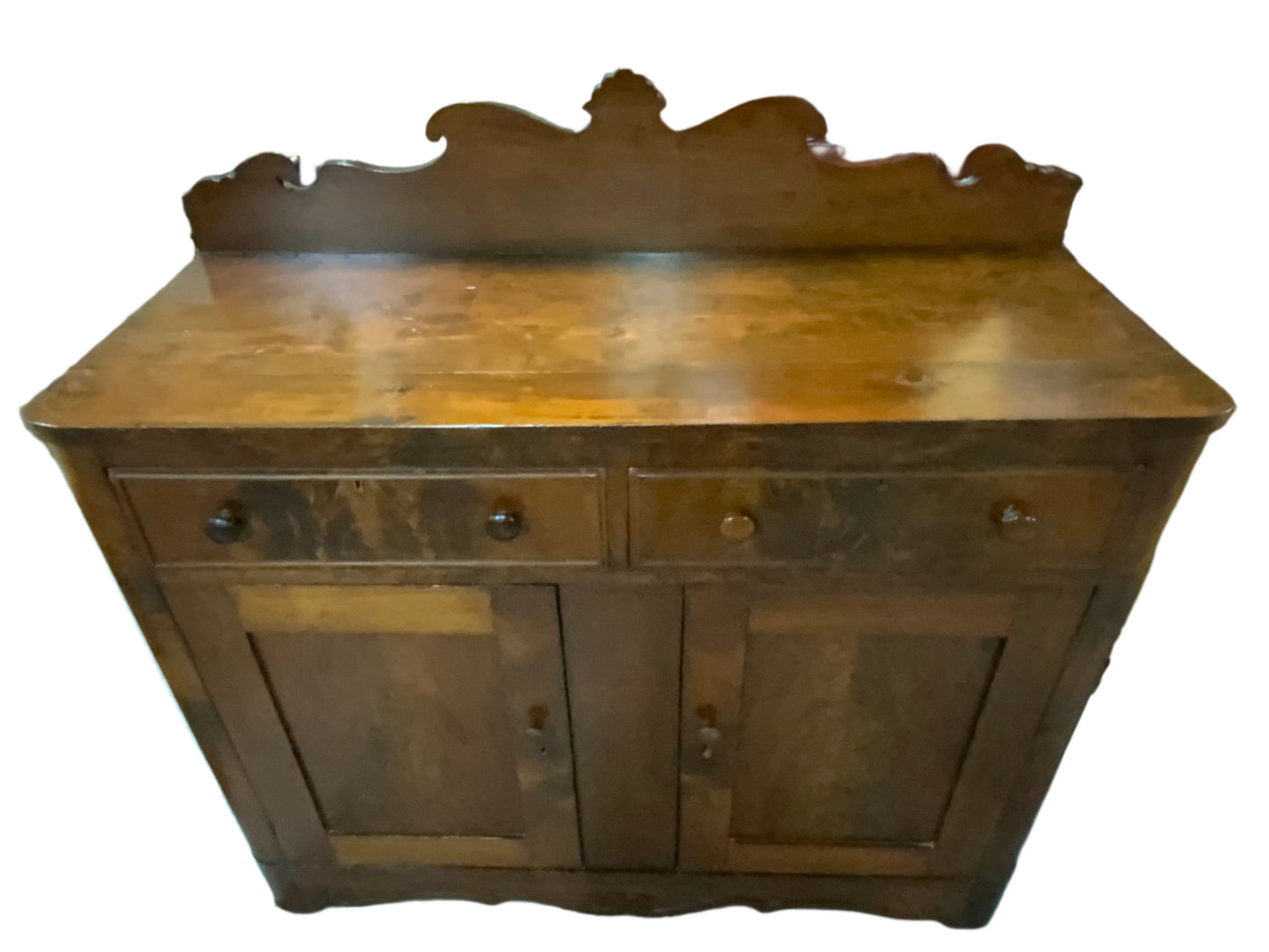 Antique Two Drawer Two Door Key Hole Victorian Cabinet Jelly Cupboard