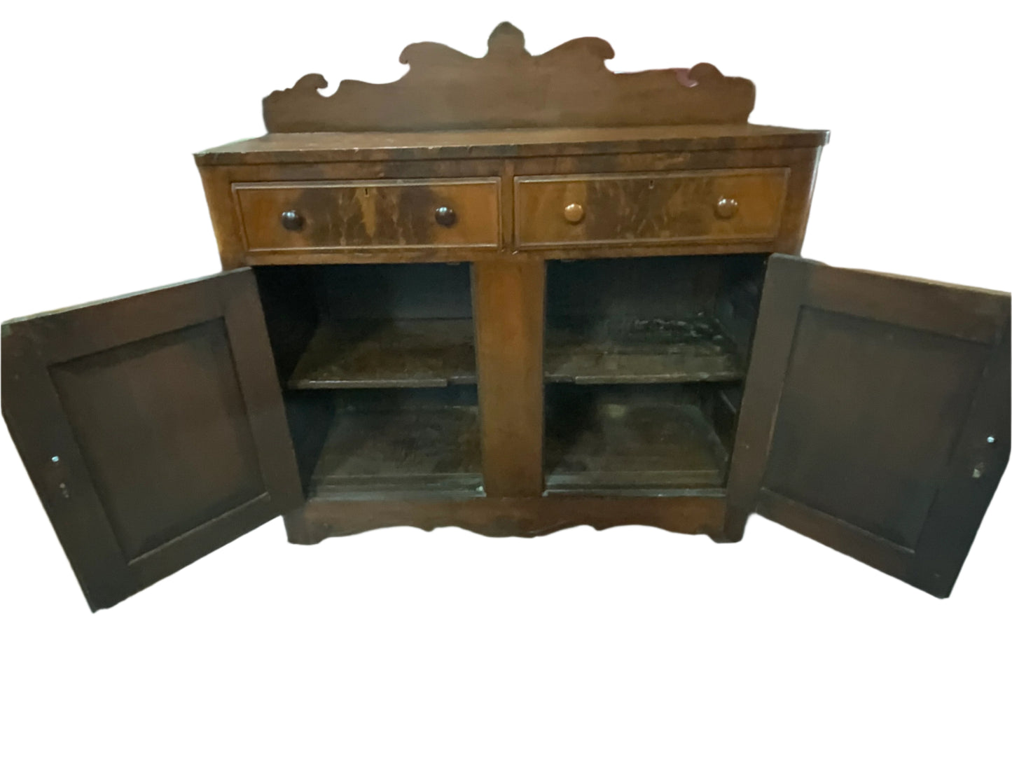 Antique Two Drawer Two Door Key Hole Victorian Cabinet Jelly Cupboard