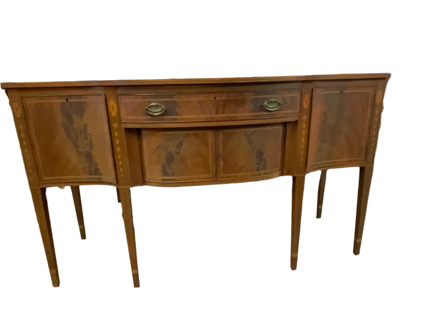 Vintage Four Door One Drawer Cherry Inlaid Buffet