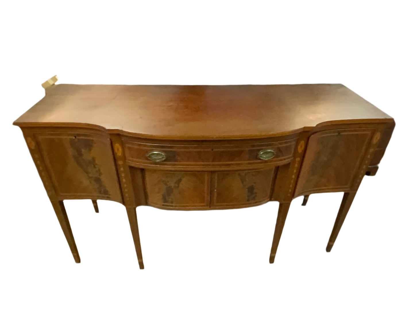 Vintage Four Door One Drawer Cherry Inlaid Buffet