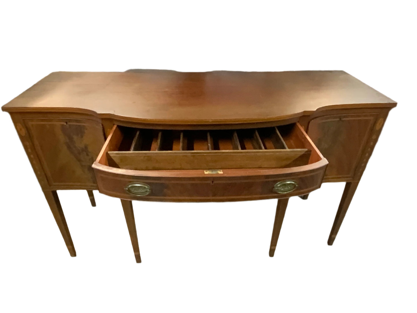 Vintage Four Door One Drawer Cherry Inlaid Buffet