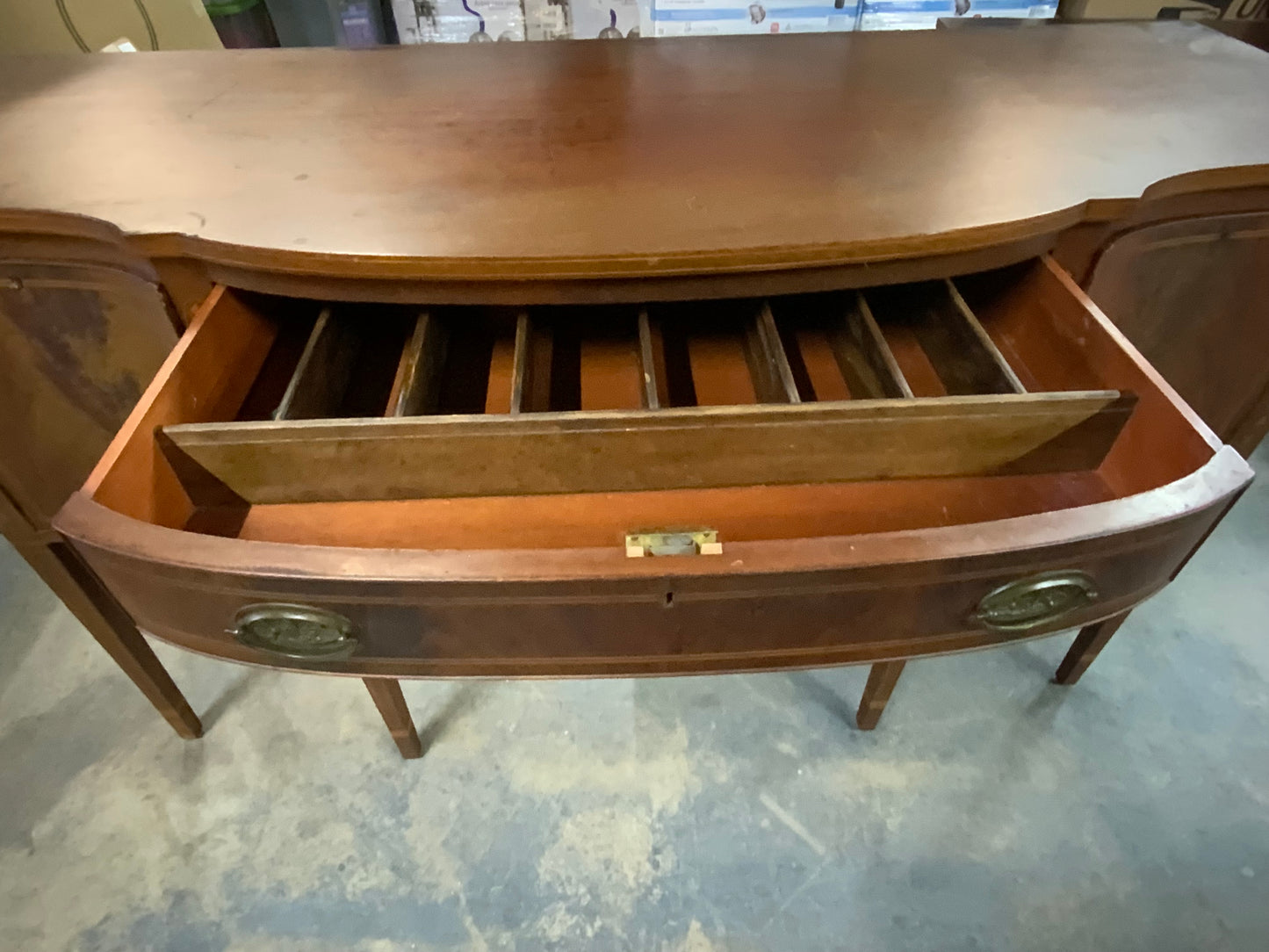 Vintage Four Door One Drawer Cherry Inlaid Buffet
