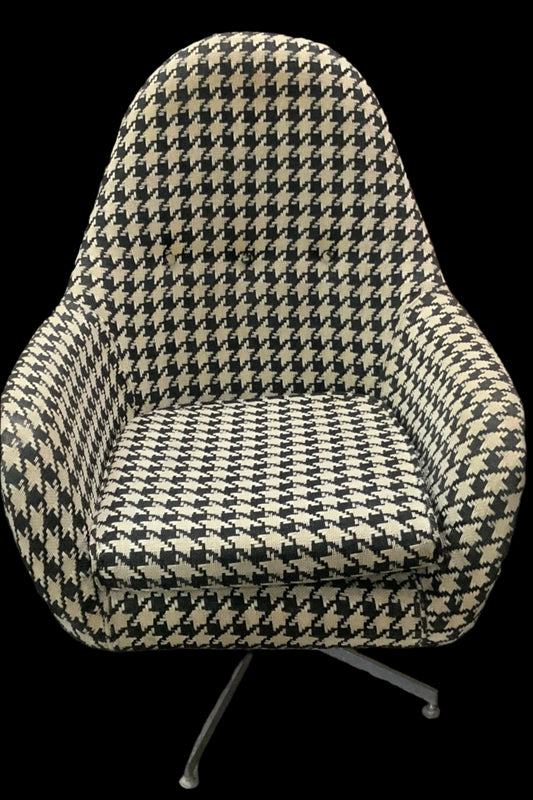 MCM  Mid Century Modern BLK/WHT SwiveL Lounge Accent Chair