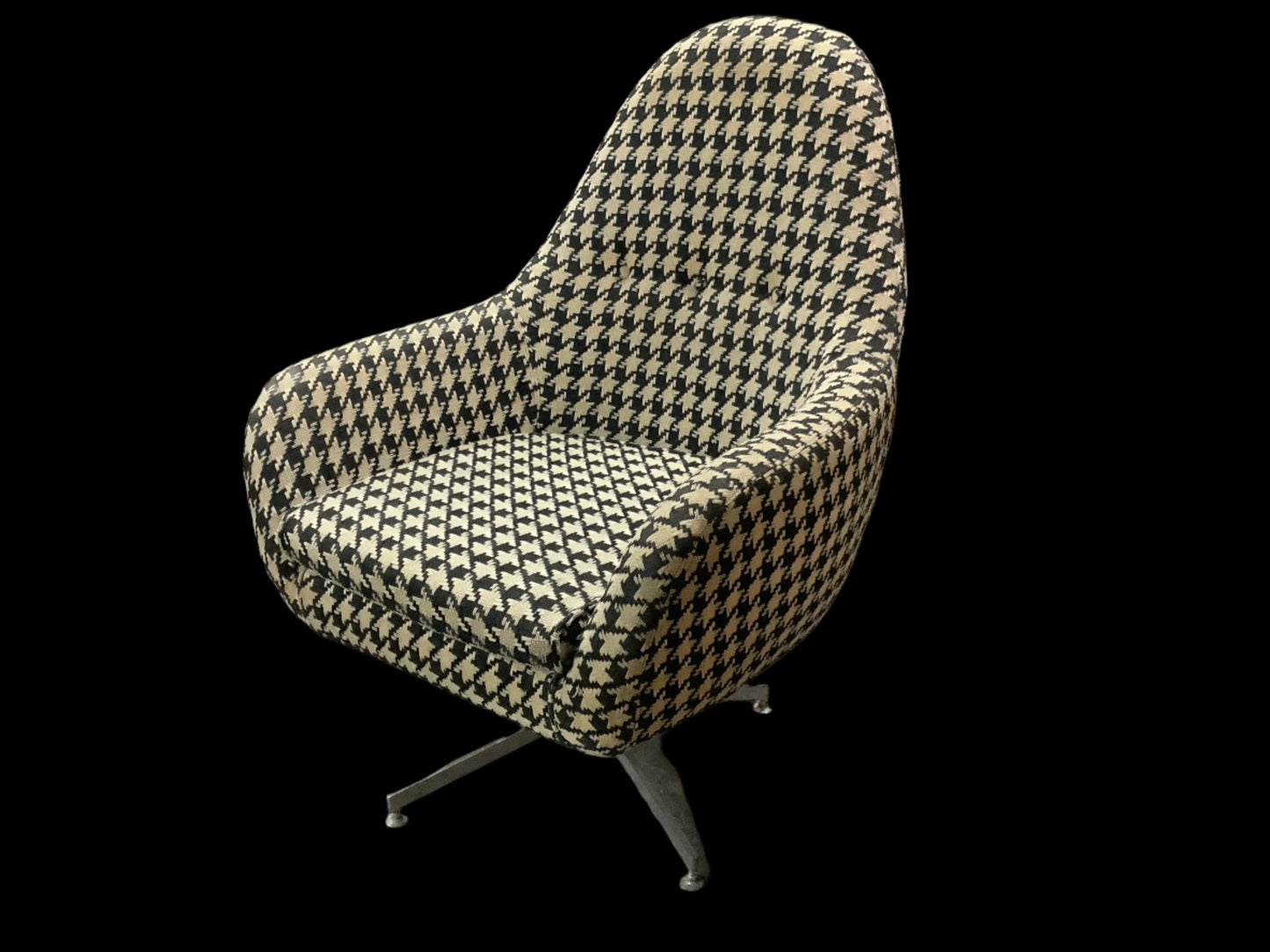 MCM  Mid Century Modern BLK/WHT SwiveL Lounge Accent Chair