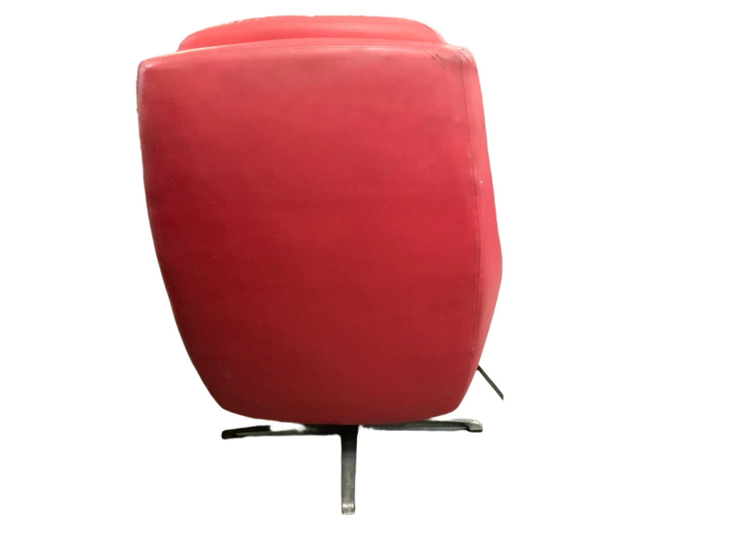 MCM Mid Century Modern OVERMAN Red Leather Swivel Lounge Chair