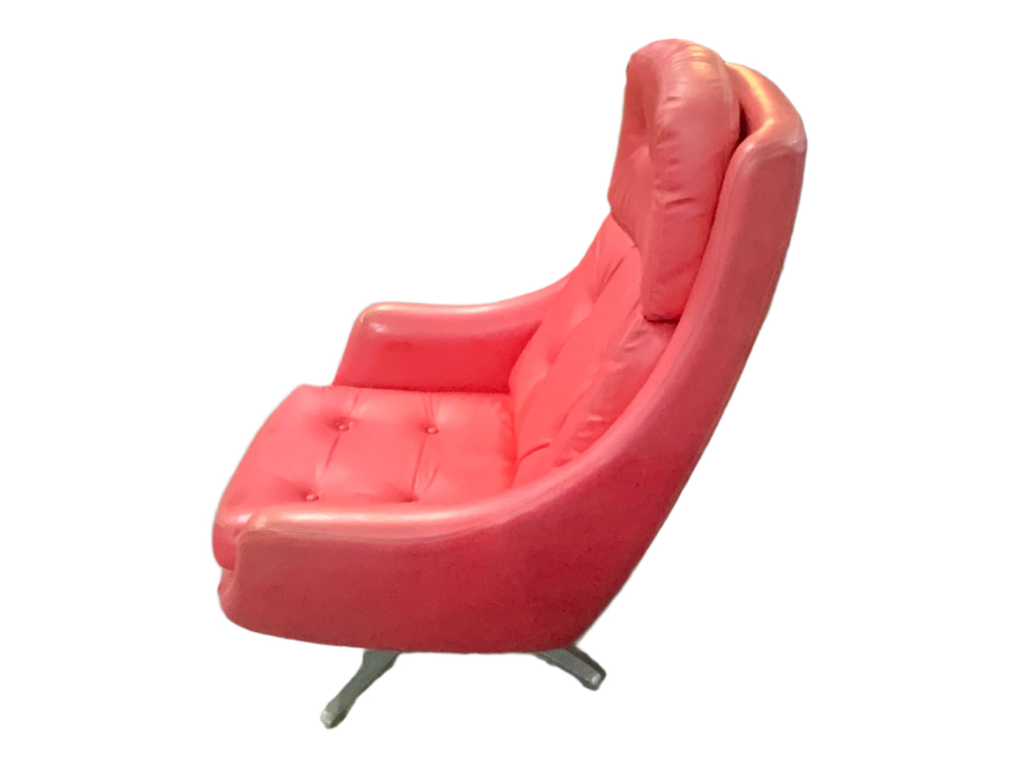 MCM Mid Century Modern OVERMAN Red Leather Swivel Lounge Chair