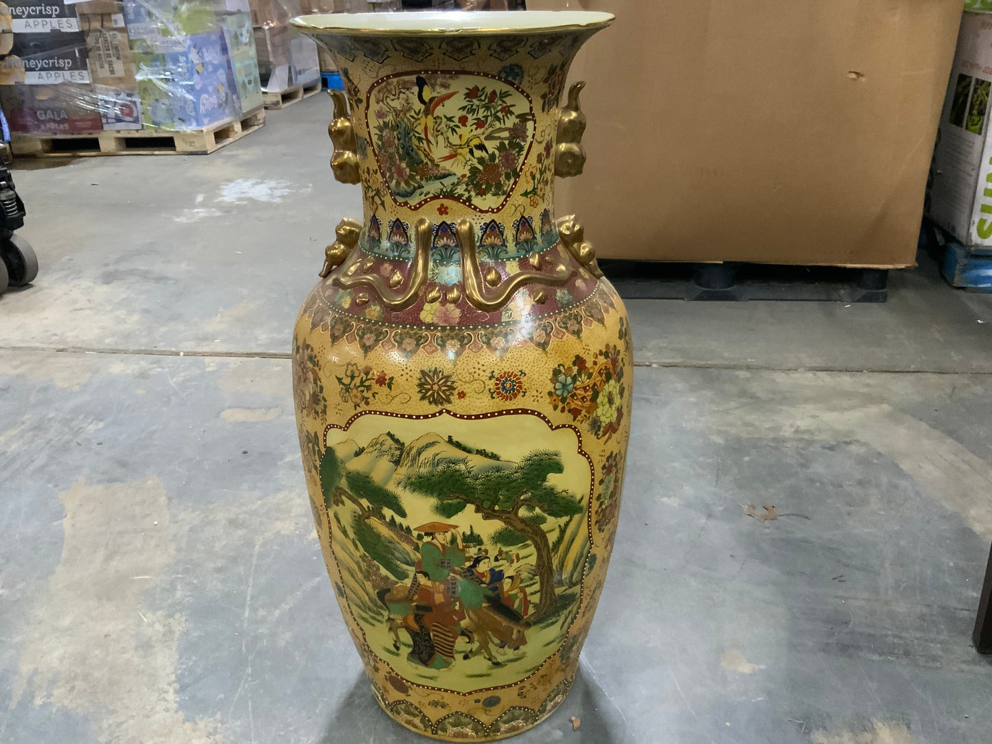 Vintage 36inch Satsuma Floor Vase