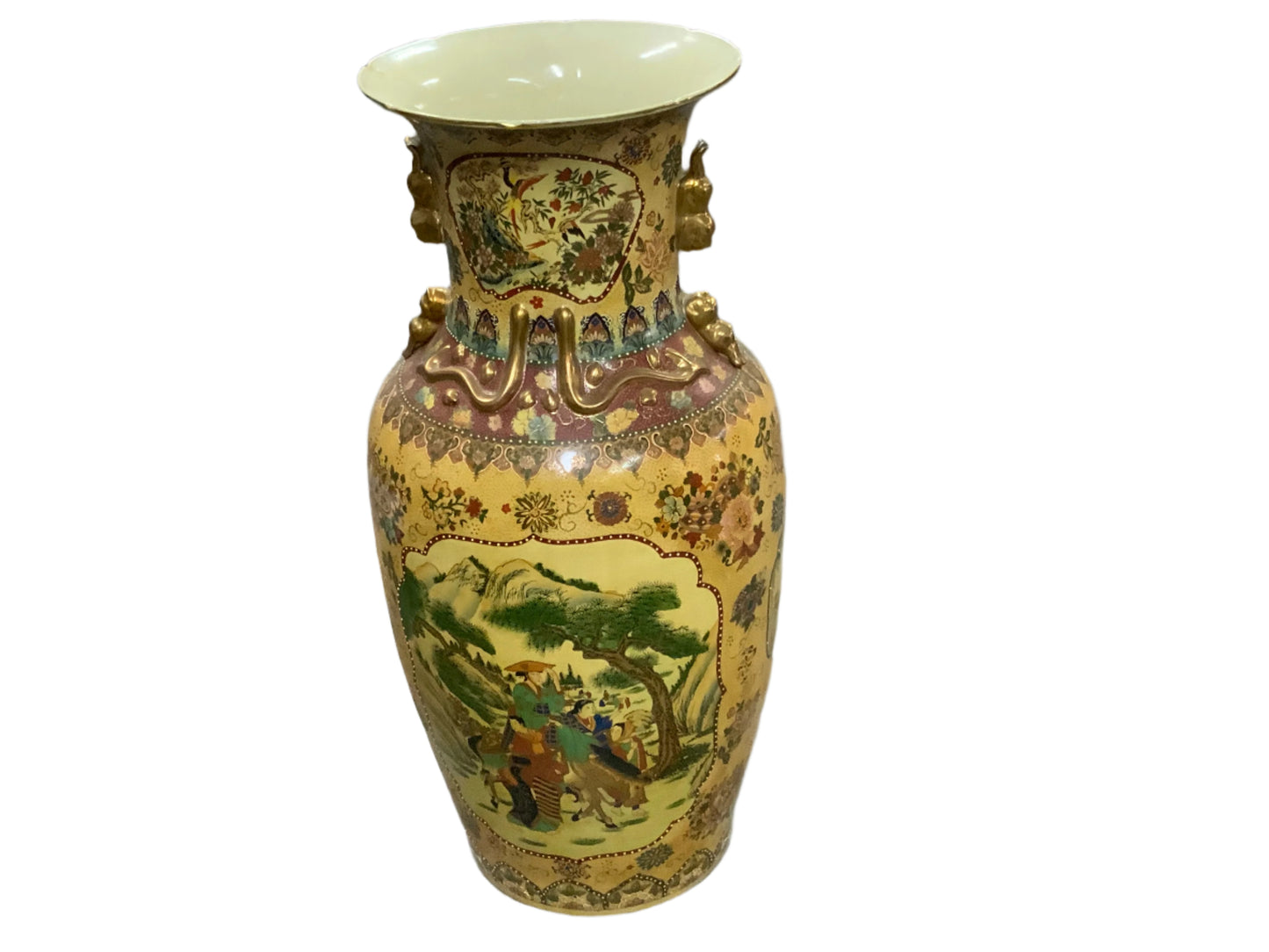 Vintage 36inch Satsuma Floor Vase