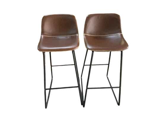 NEW Set of Two HeuGah Chairs  30" Brown Bar Height Stools