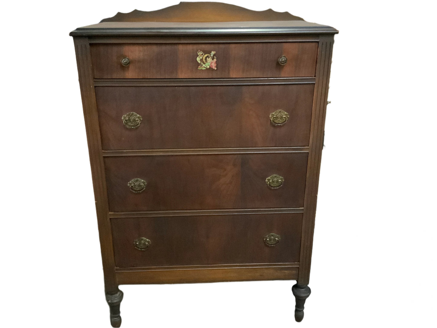 Vintage Walnut Children’s Four Drawer Depression Chest of Drawers