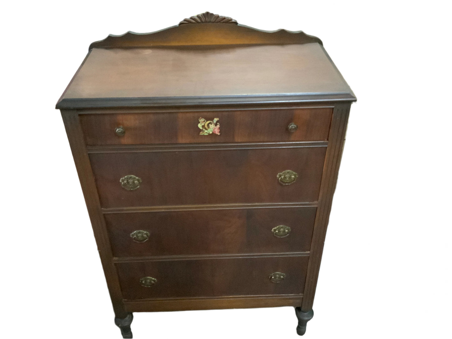 Vintage Walnut Children’s Four Drawer Depression Chest of Drawers