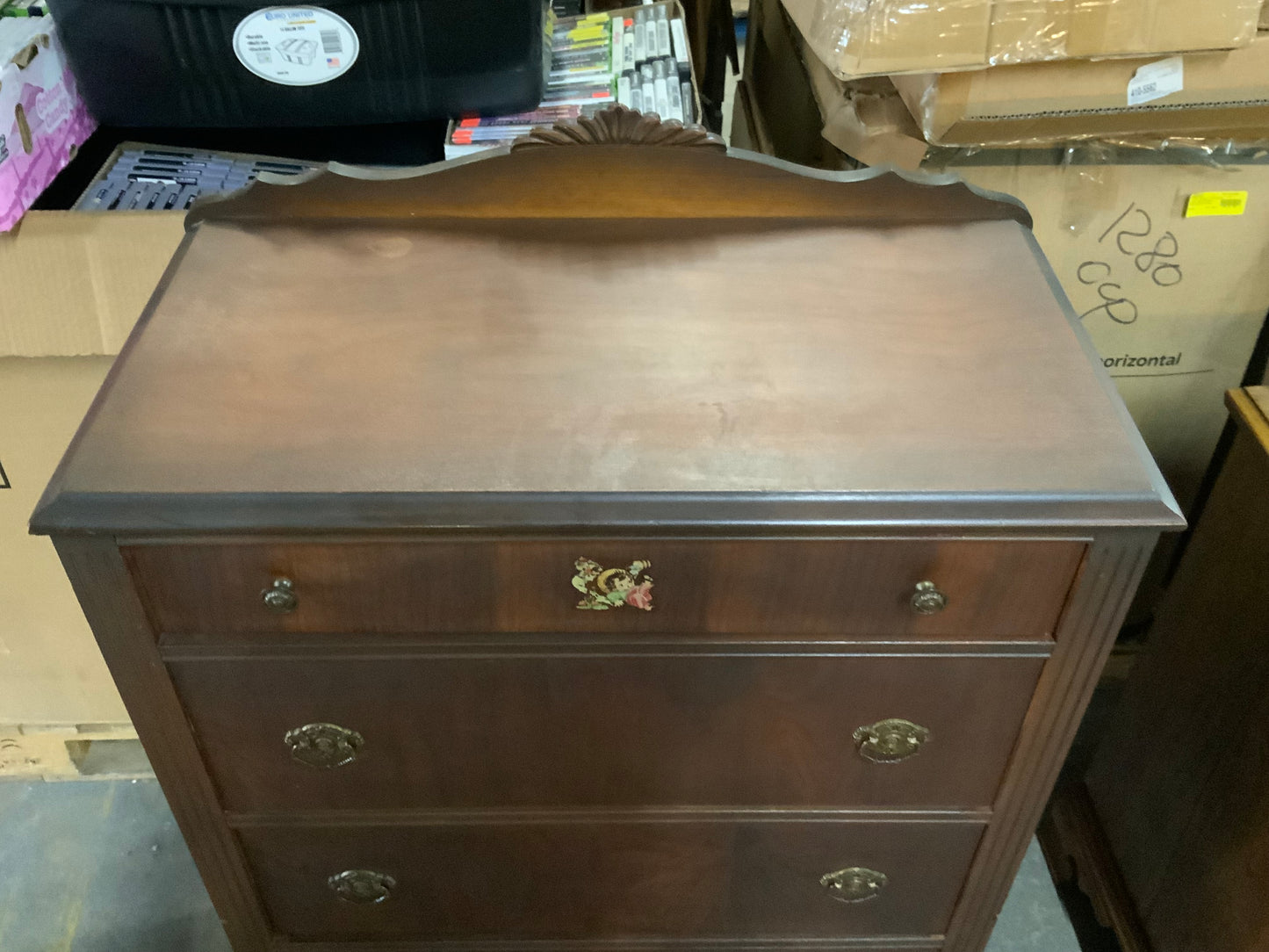 Vintage Walnut Children’s Four Drawer Depression Chest of Drawers