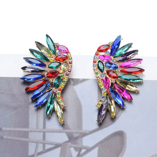 New Women's European And American Exaggerated Diamond Long Flower Earrings