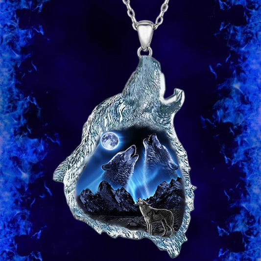 NEW Men's Creative Wolf Howling Pendant Punk Animal Necklace