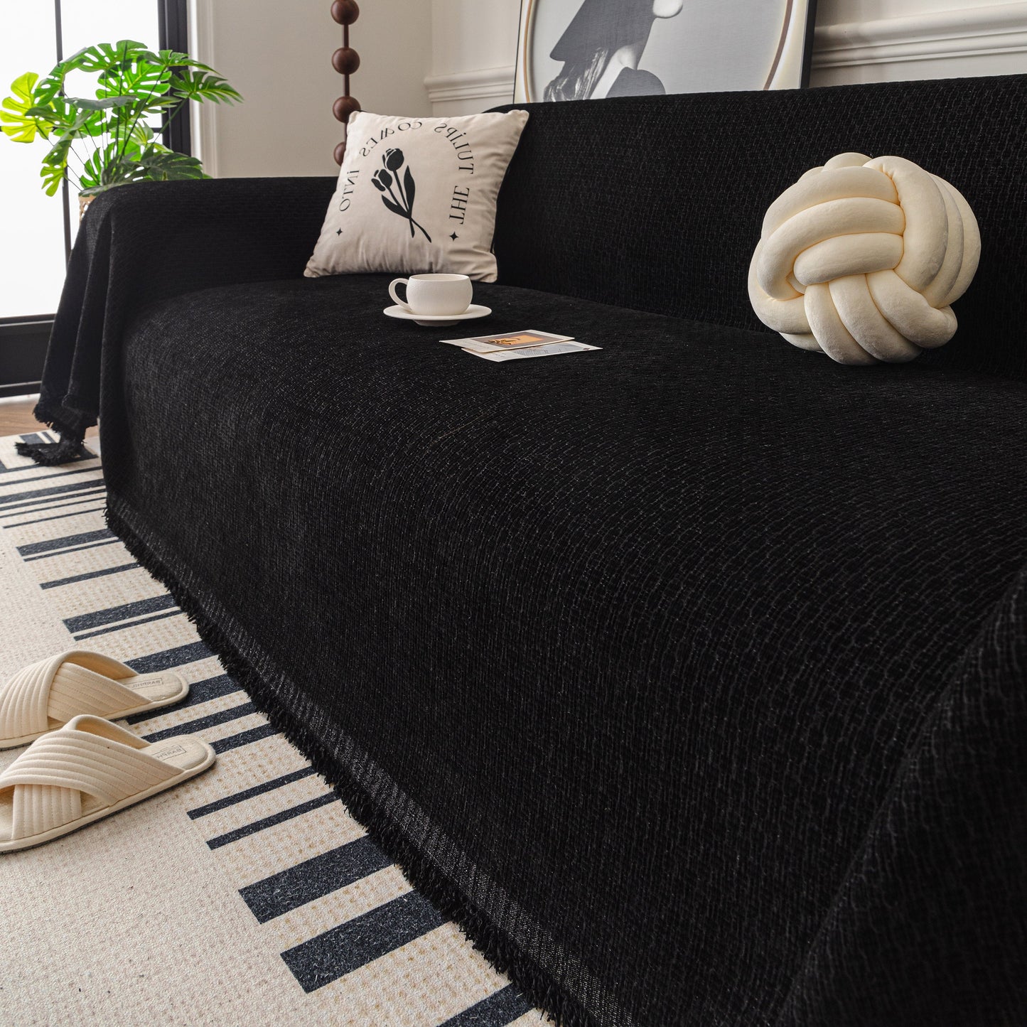 NEW Textured Woven Modern Sofa Cover, Natural Blend Decorative Couch Throw Blanket