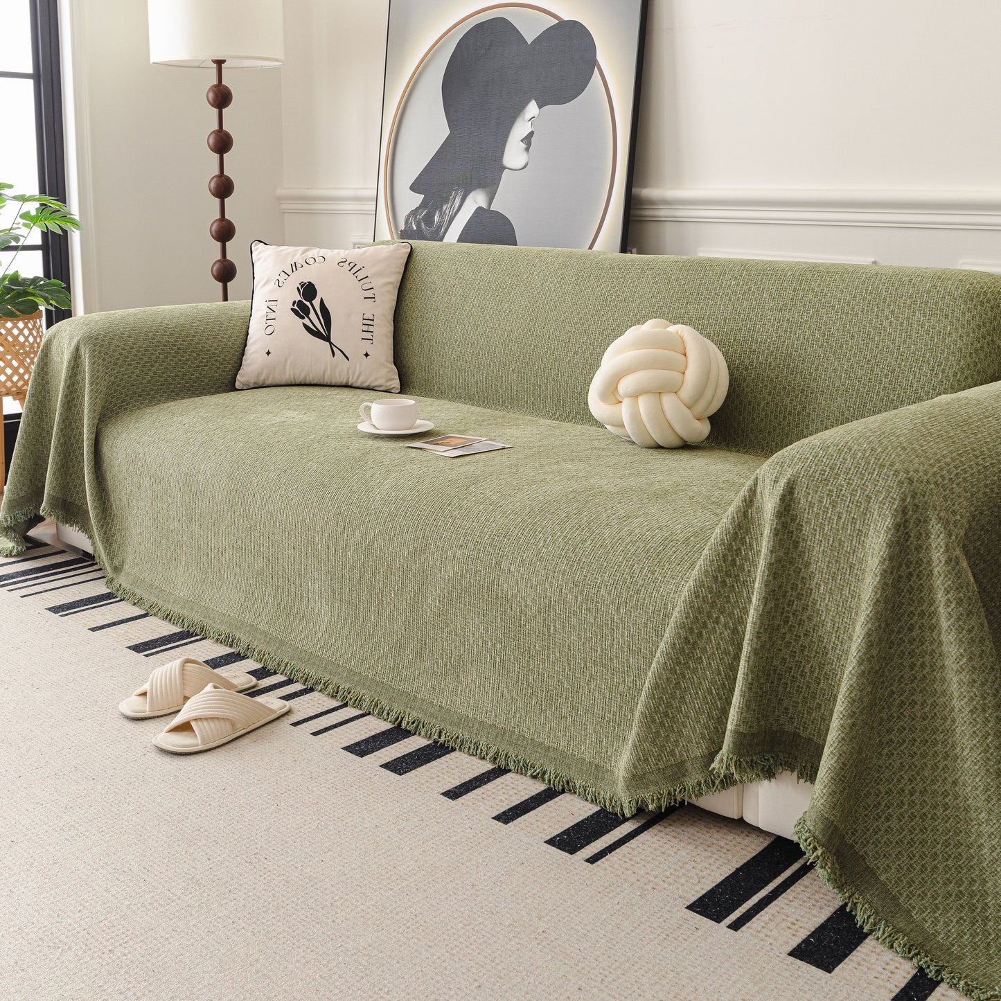 NEW Textured Woven Modern Sofa Cover, Natural Blend Decorative Couch Throw Blanket