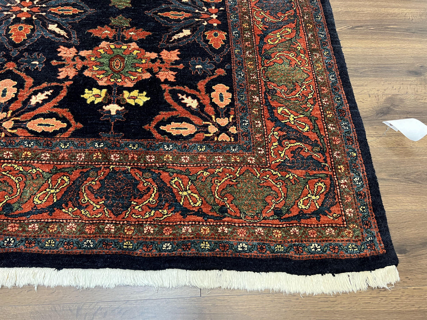 USED Wonderful Persian Rug 7x10, Navy Blue and Red, Allover Floral Pattern, Bidjar Carpet, Authentic Oriental Rug 7 x 10, Wool Hand Knotted Rug