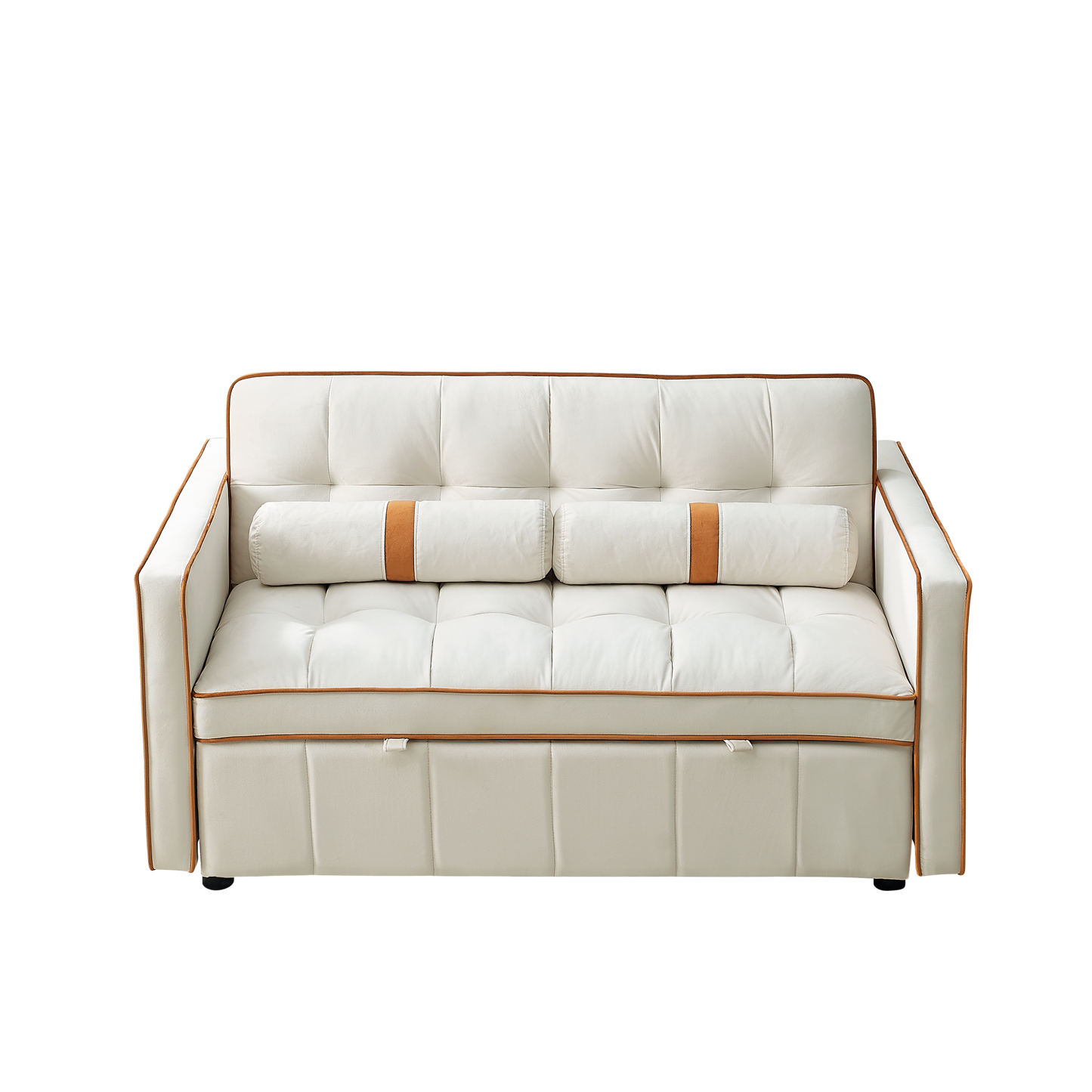 NEW Modern 55.5' Pull Out Sleep Sofa Bed 2 Seater Loveseats Couch with Side Pockets and Adjustable Backrest