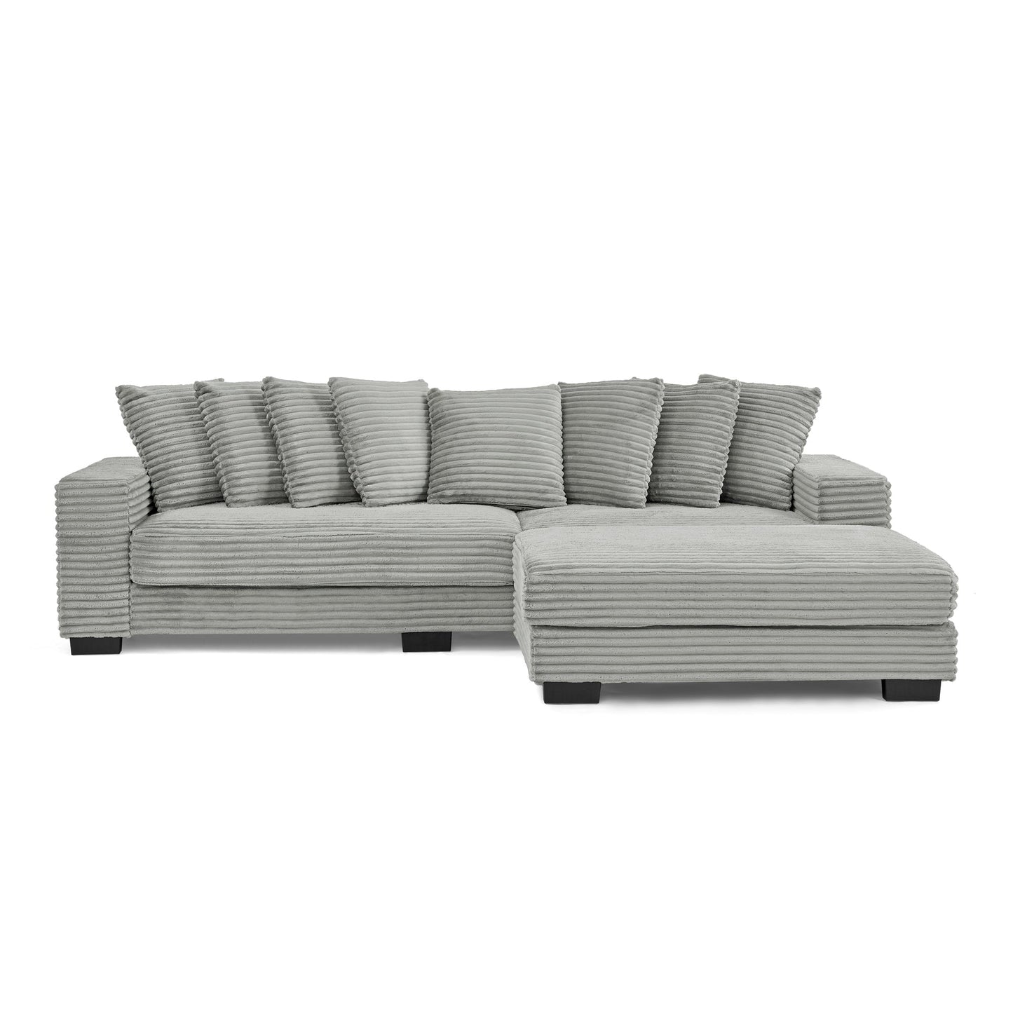 NEW Gray Corduroy Tufted Upholstered Sleeper Sectional L-Shaped Modular Convertible Sofa