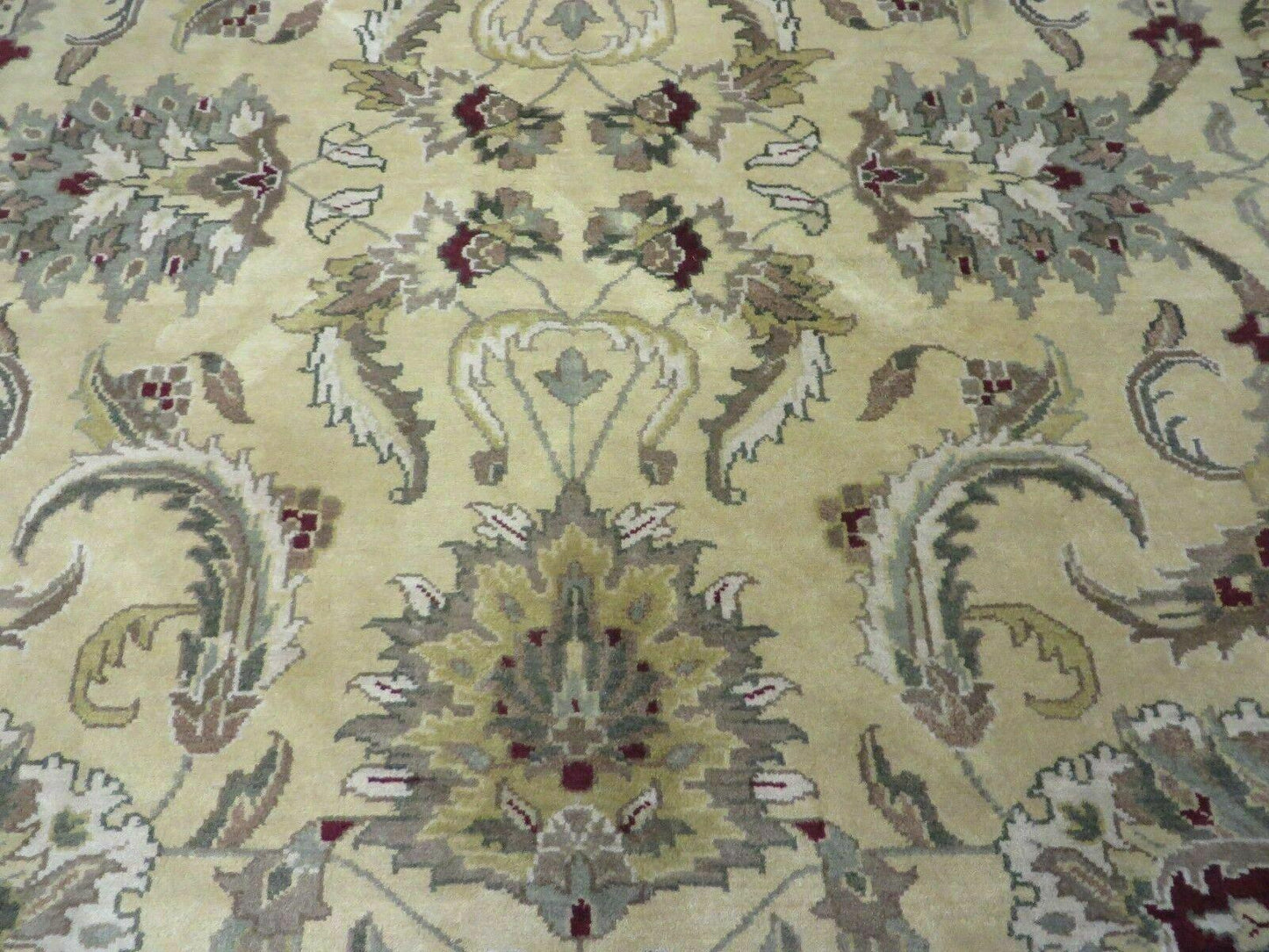 USED 9' X 12' Vintage Handmade India Oriental Jaipur Quality Tea Wash Hand Knotted