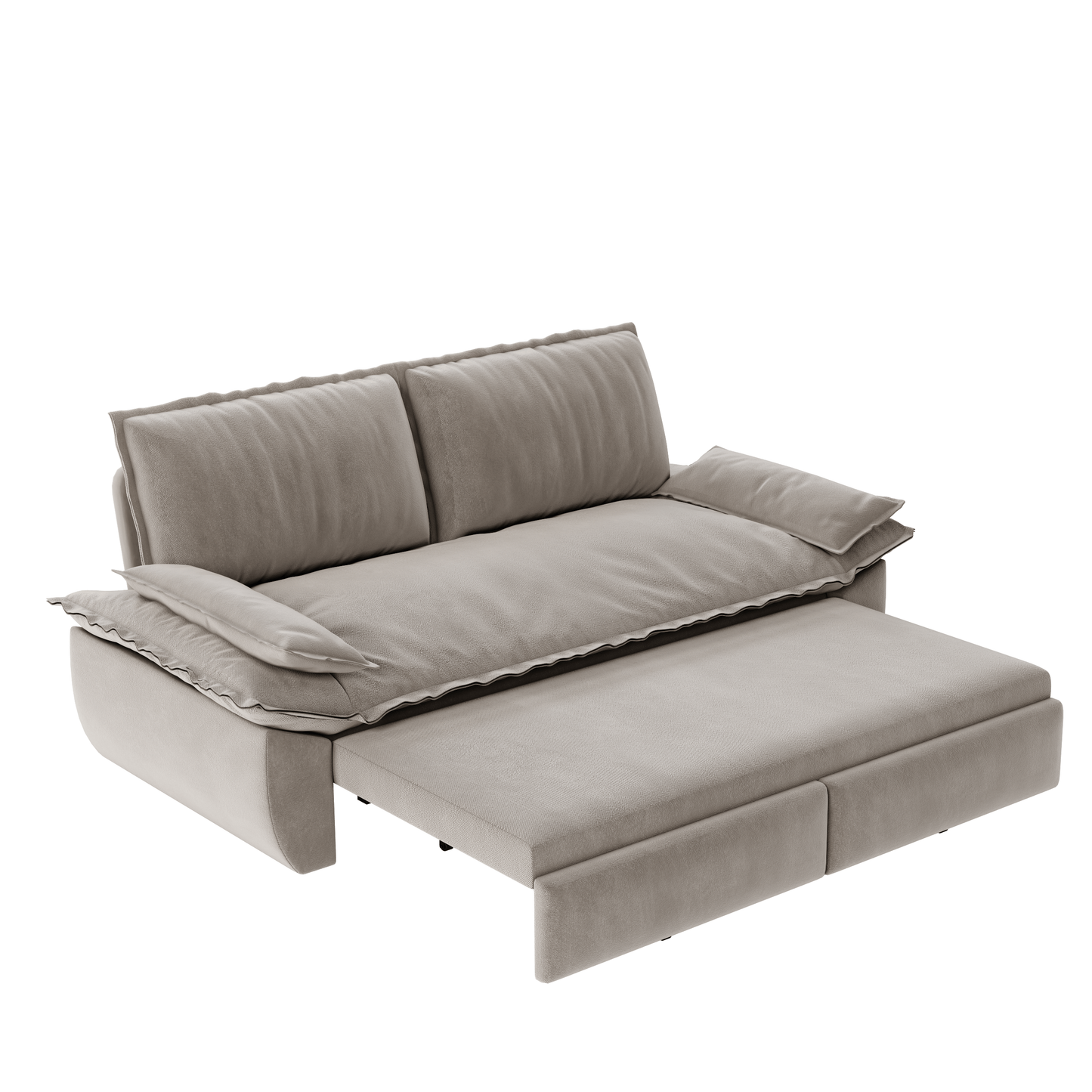 NEW Grey 73.2' Queen Pull Out Sofa Bed 3-in-1 Convertible Sleeper Sofa Multi-Functional Velvet Loveseat Bed